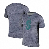Seattle Mariners Gray Black Striped Logo Performance T-Shirt,baseball caps,new era cap wholesale,wholesale hats